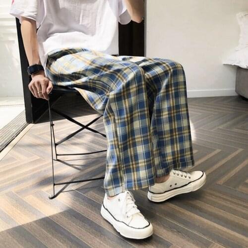 Hip Hop New Men Spring Plaid Print 2020 Harem Pants Mens Casual Hip Hop Sweatpants Male Korean Trousers Collage Streetwear