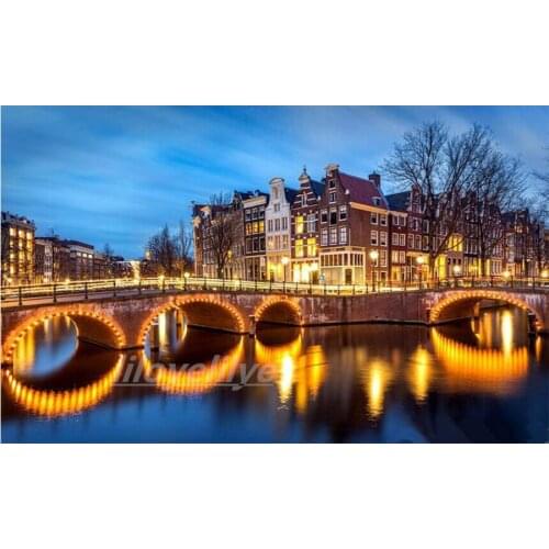 Full Square/Round 5D DIY Diamond Painting Amsterdam canal 3d Diamond Embroidery crystal Pictures Of Rhinestones Sale Decor CV201