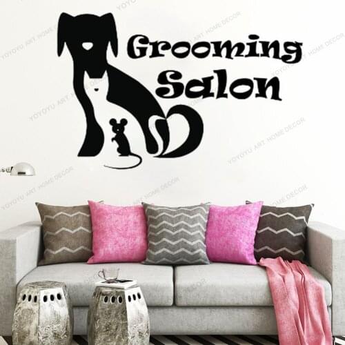Creative Wall Decals For Dog Grooming Salon Decal Vinyl Sticker Pet Shop Scissors Interior Home Decoration Art Wall Mural WQ84