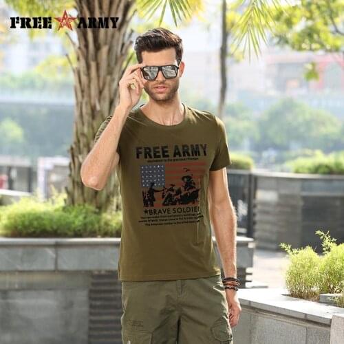 Summer Brand Cotton T Shirt Army Green Clothing Homme T-Shirts Military Printing Boys T Shirts Casual Streetwear Male Clothing