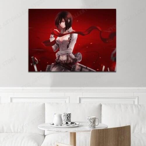 Mikasa Ackerman Shingeki N Canvas Decoration Prints Poster Pictures Home Decor Living Room Bedroom Art Painting Attack on Titan