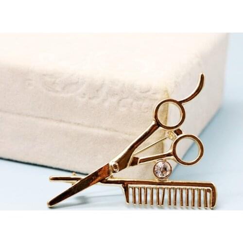 Cute Scissors Brooch Pin Alloy Crystal For Women Female Girls