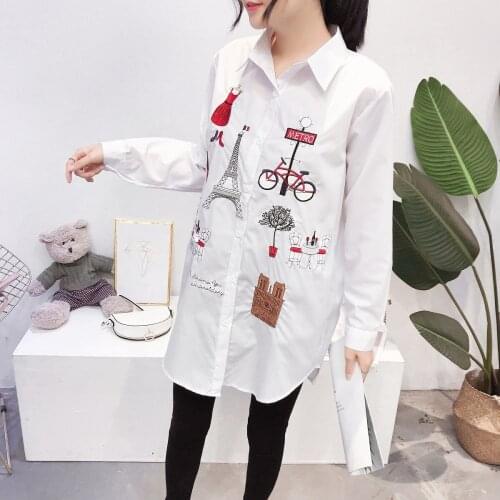 MOONBIFFY Women's Shirts With Embroidery