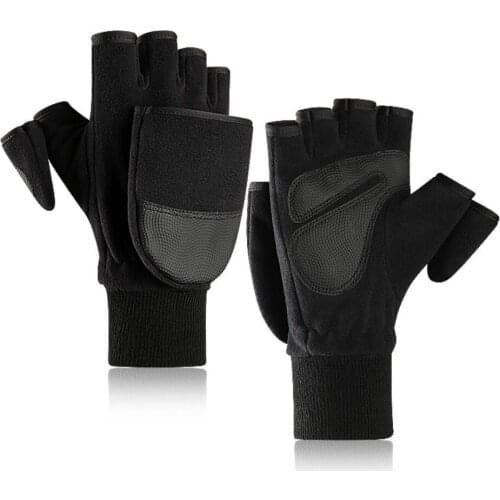 Winter Fingerless Gloves For Men Touch Screen Gloves Convertible Sport Gloves For Hiking Running Mortorcycle Driving Cycling