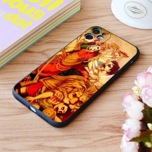 For iPhone Durga Print Soft Matt Apple iPhone Case 6 7 8 11 12 Plus Pro X XR XS MAX SE