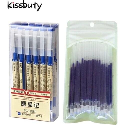 50+2Pcs/Set 0.35mm Red/Black/Blue Ink Gel Pens Set Refills Rod Gel Pen For School Office Stationery Student Writing Supplies