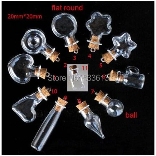 NEW Free shipping 550pcs/lot 20mm drop Charm cork glass Bottle Perfume essential oil vial pendant mini glass bottle with eyehook