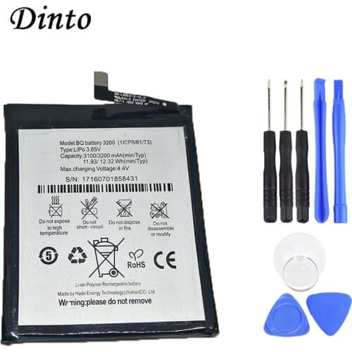 Dinto 3200mAh Original Replacement Built-in Cell Phone Battery for BQ Aquaris X5 Plus BQ 3200 Batteries Bateria with Tools