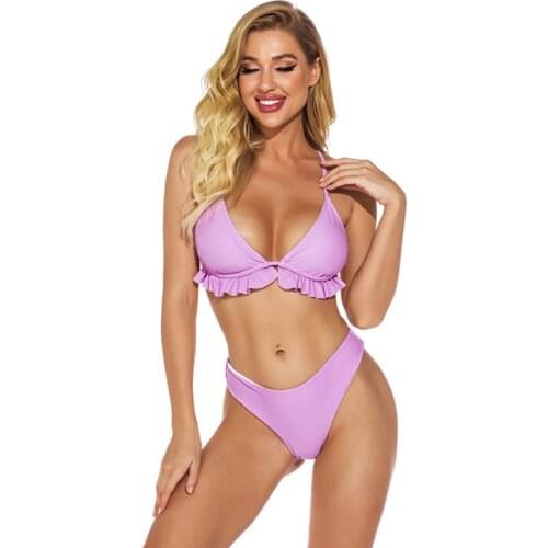 Beachwear Ruffle Bikinis Women Push Up Swimwear Sexy Swimsuit Two Piece Bikini Set Bandeau Swimming Suit Beachwear