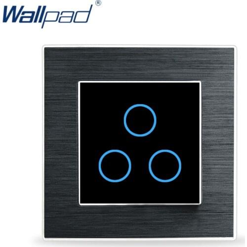 3 Gang 1 Way Light Touch Switch Wallpad Luxury Wall Switch Aluminium Satin Metal Panel 1 Gang Touch Switch 110V 220V Module
