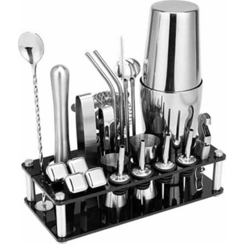 New 23-piece Boston Cocktail Shaker Set Stainless Steel Cocktail Shaker Mixer Drink Bartender Browser Kit Bars Set Tools