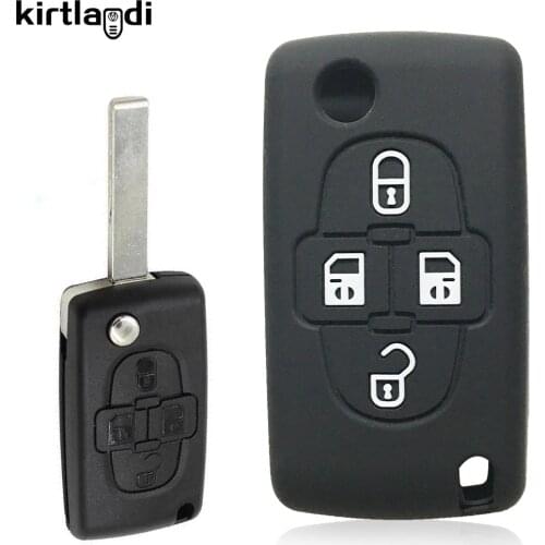 Kirtlandi 4 Buttons Silicone Floding Key Case Cover Holder for Peugeot 1007 807 for Citroen C8 Accessories Car Holder Key Cover