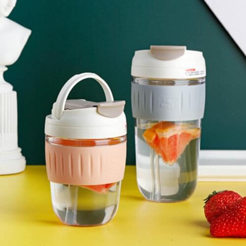 Outdoor Sports Leak Proof Water Cup Travel Bottle With Straws Lid Plastic Water Bottle Coffee Milk Drinking Mug Juice Vacuum Cup