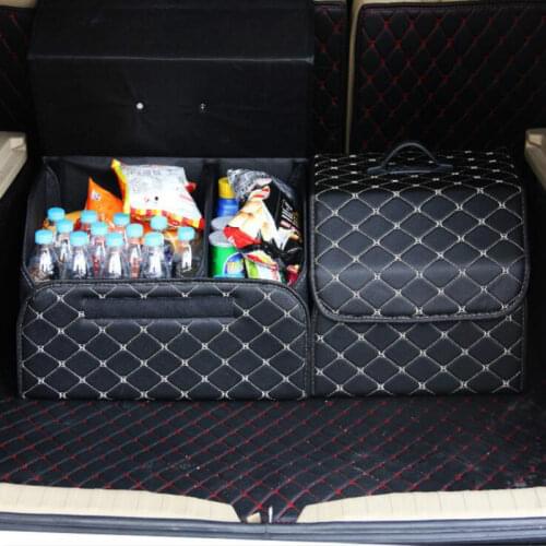 Car Trunk Organizer Box Storage Bag Auto Trash Tool Bag PU Leather Folding Cargo Storage Stowing Tidying Car Accessories