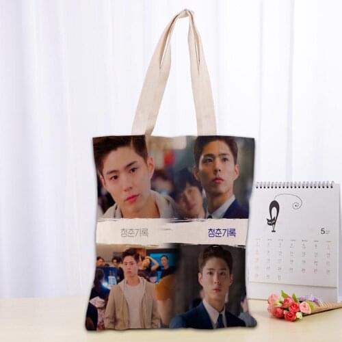K-Drama Record of Youth Park Bo Gum Tote Bag Cotton Cloth Shoulder Shopper Bags for Women Eco Foldable Reusable Shopping Bags