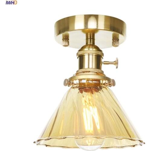 IWHD Nordic Modern Plafonnier LED Ceiling Lamps Bedroom Living Room Porch Glass Copper Ceiling Lights Fixture Luminaria De Techo