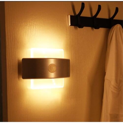 LED Sensor Light Human Body Induction Lamp Bedroom Wall Lighting Bedside Corridor Closet Light Chargeable Home Small Night Lamp