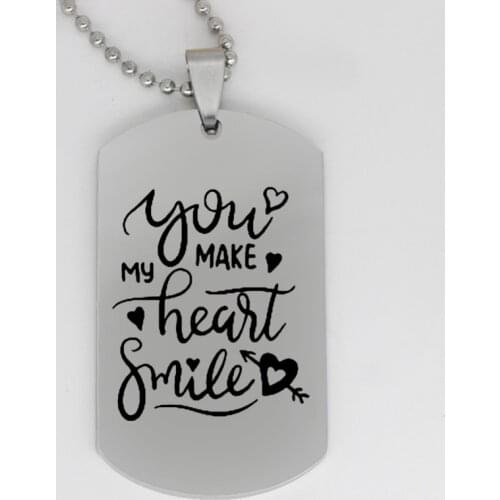 Ufine jewelry inspirational gift pendant army card you make my heart smile stainless steel customed necklace N4191