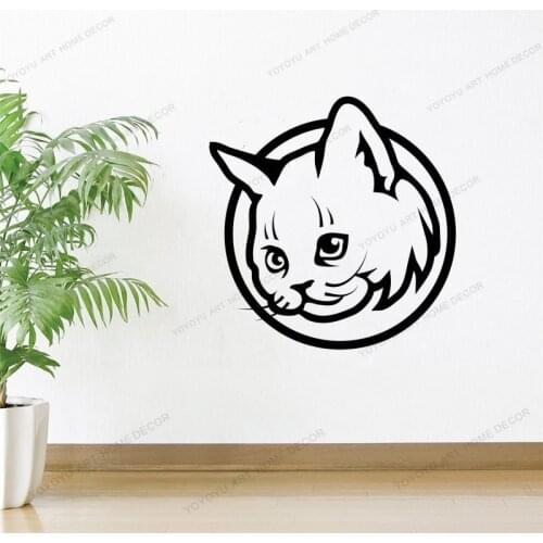 Cat Sign Animal Vinyl Wall Sticker Creative Design Pets Decals Wallpaper Wall Decals Scissors Decor For Pet Shop CX51