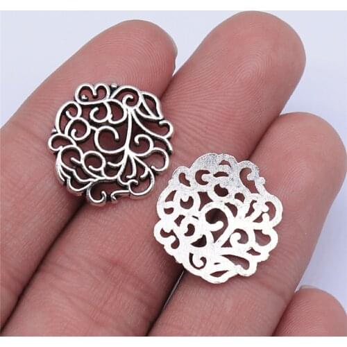 WYSIWYG 10pcs 18x18mm Vintage Flowers Pendants Charm For Jewelry Making Antique Bronze Color Flowers Pendants Charm Flowers