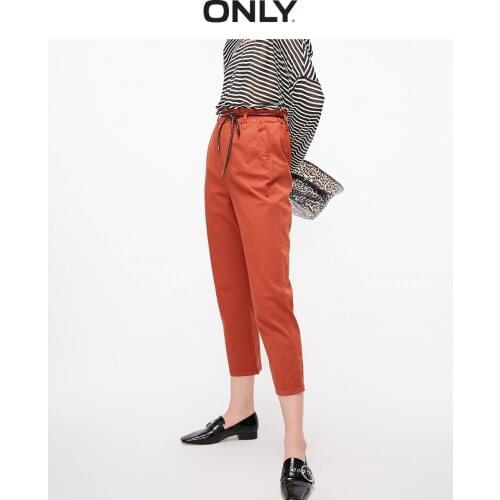 ONLY Womens Loose Straight Fit High-rise Elasticized Waist Casual Pants | 11916J517