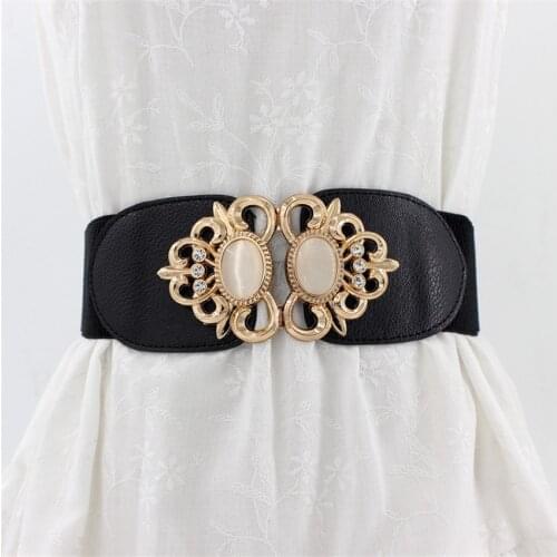 65cm Fashion Female Wide Elastic Waistband Metal Buckle Belt for Women Waist Band Dress Sweater Coat Clothing Accessories