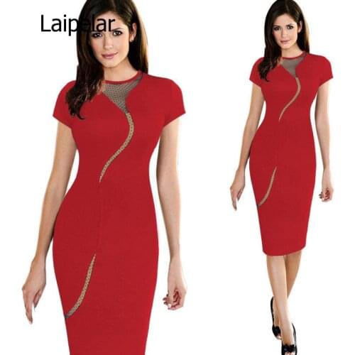 Women Vintage Wear To Work Elegant Knee Length Vestidos Business Party Bodycon Sheath Office Ruffle Ladies Black Mesh Dress Suit