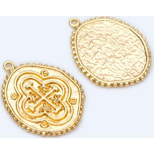 10pcs Gold Oval Cross Pendants 26x19mm, Gold plated Brass Geometric Charms (GB-1282)