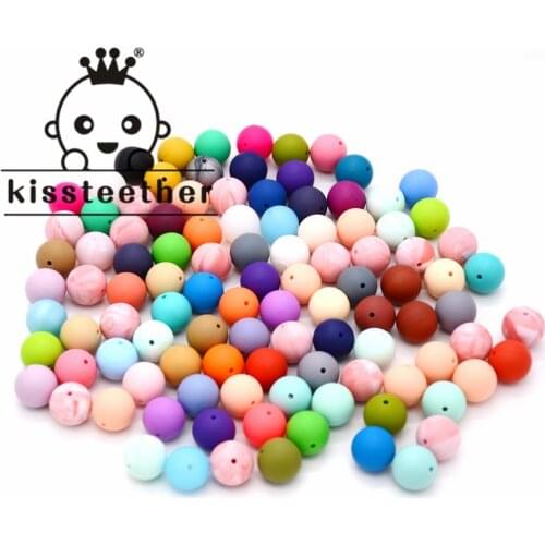 Kissteether 100pcs Food Grade Round Silicone Beads 12mm Baby Teething Necklace Toy DIY Pacifier Chain Care Baby Teether Product