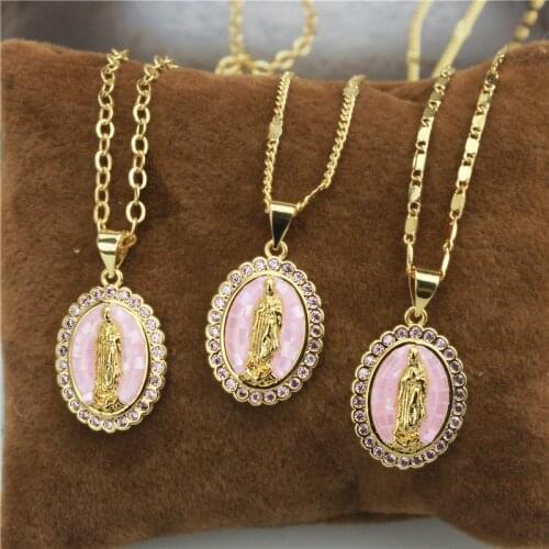 16inch 10pcs/lot New design colorful cz/enamel charm necklace,religion enamel component,popular plated chain necklace wholesale