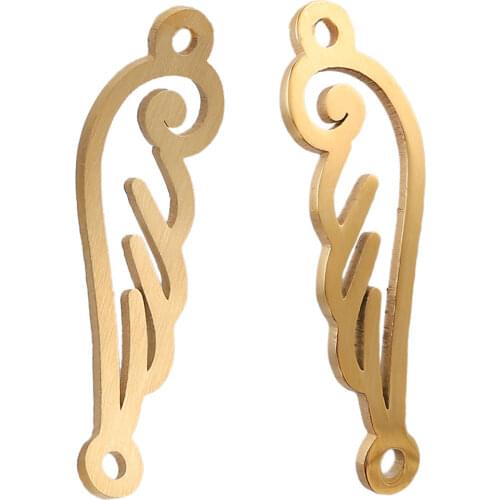 5pcs/lot Gold Angel Wings Stainless Steel Hollow Pendant Connectors Handmade Charm DIY Earring Bracelet Jewelry Making Supplies