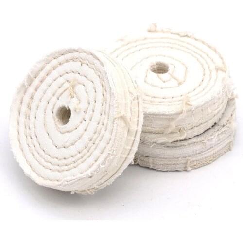 75mm 3 inch White Cotton Cloth Polishing Wheel Mirror Polishing Buffer Cotton Pad with 10mm Hole for Metal Polishing Tool for Ab