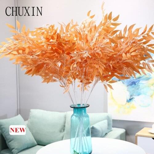 96cm artificial flower 5 fork single branch willow leaf home decor wedding flower wall green matching plants Christmas decor