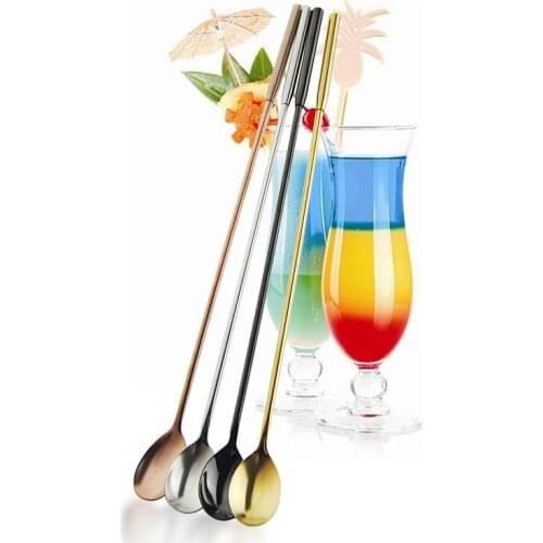 Bar Spoons Stainless Steel Long Cocktail Whisks Gold Swizzle Sticks Barware Fruit Muddlers Drinking Tools LX6575