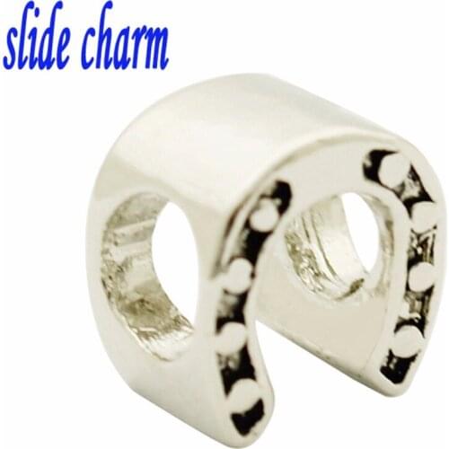 Slide charm Free shipping antique horseshoe charm beads fit Pandora bracelet is the mother lover Christmas gift