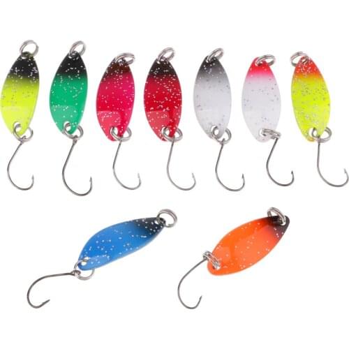 9Pcs Trout Spoon Lure Metal Baits Jigging Single Hook Fishing Spoon Lure Kit Fishing Accessories