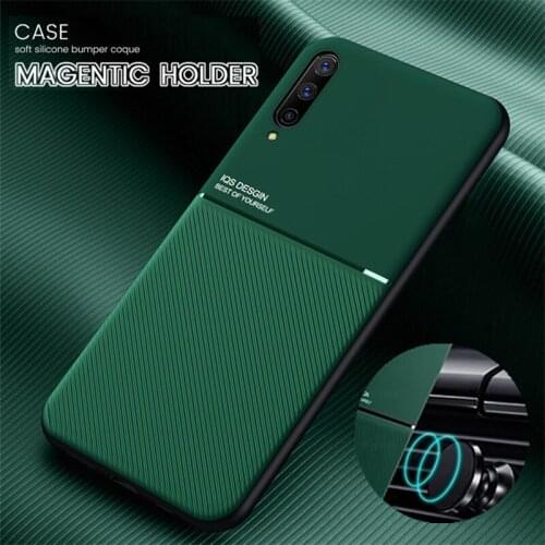 Leather Texture Magnetic Car Holder Case For Samsung Galaxy A10 A10s A20 A30 A30s A50 A50s A60 A70 Matte Silicone Cover Coque