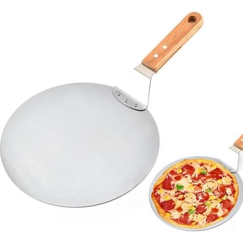 Pizza Peel Shovel Stainless Steel Baking Pastry Tools Anti-scalding Pizzas Shovel with Oak Handle Cake Bake Kitchen Accessories