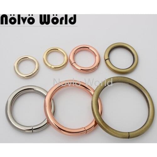 50 pieces 7 colors 6 sizes 13-16-19-25-32-38mm rose gold O rings for DIY leather bags close round ring purse accessories