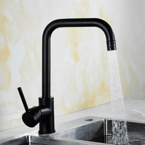 Kitchen Faucet Cold And Hot Water Black Brass Kitchen Sink Faucet Single Handle Deck Mounted Flexible Mixer Taps