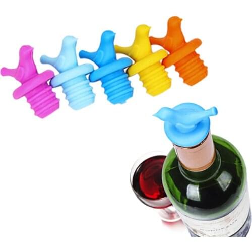 Hot Sales Bird shaped Wine Bottle Stoppers silicone Beer Wine Cork Plug Bottle Cover Kitchen Bar Tool