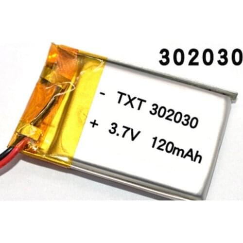3.7V 120mAh Li-ion Battery 302030 Lithium Polymer Rechargeable Battery for MP3 MP4 bluetooth headset LED light recorder