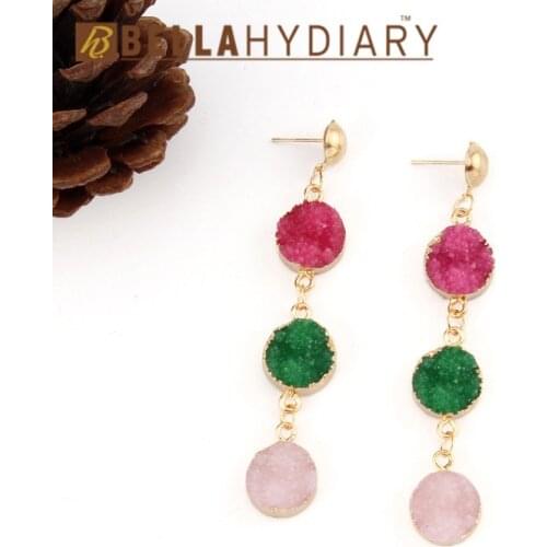 Fashion Geometric Resin Stone Earrings Pink Green Long Drop Earrings For Women Jewelry Pendant Gifts For Women Accessories