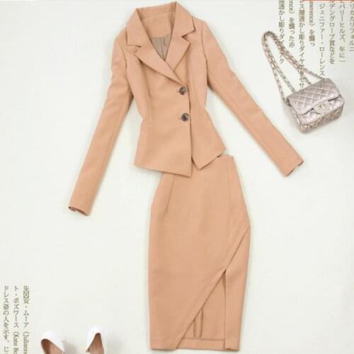 Fashion women suits slim work office ladies ol long sleeve blazer skirt suits costumes for women with skirt