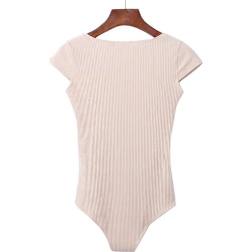 Fashion Jumpsuit Bodysuit Women Sexy Bodysuit Overalls Short Sleeve Playsuit