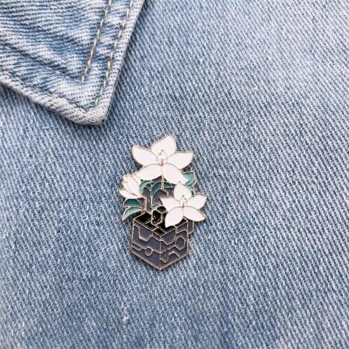 Cartoon cute plants potted sapling flowers enamel brooch pin custom alloy badge backpack clothes accessories woman jewelry gift