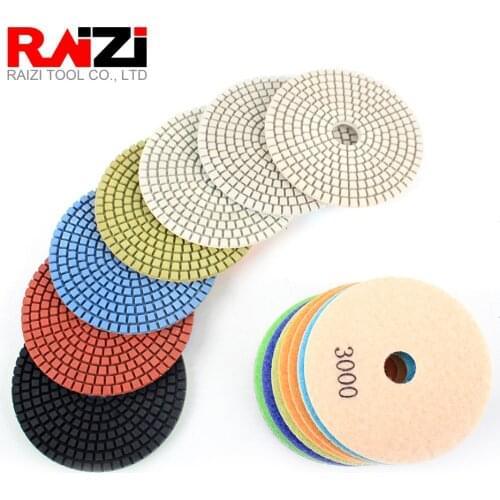 Raizi 7 Pcs granite polishing sanding disc kit 50-3000 grit factory price abrasive wet granite diamond polishing pads tool