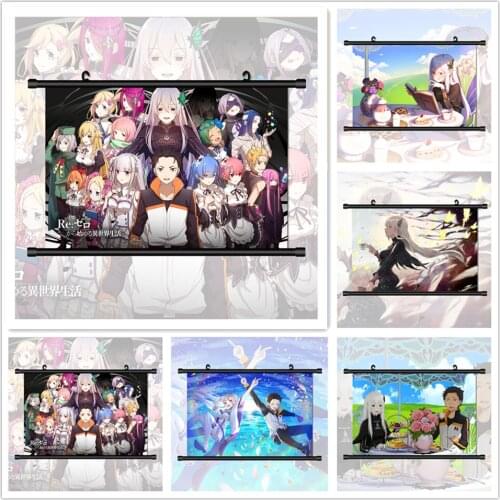 Re Zero Kara Hajimeru Isekai Seikatsu Echidna Emilia Felt Anime Manga HD Print Wall Poster Scroll