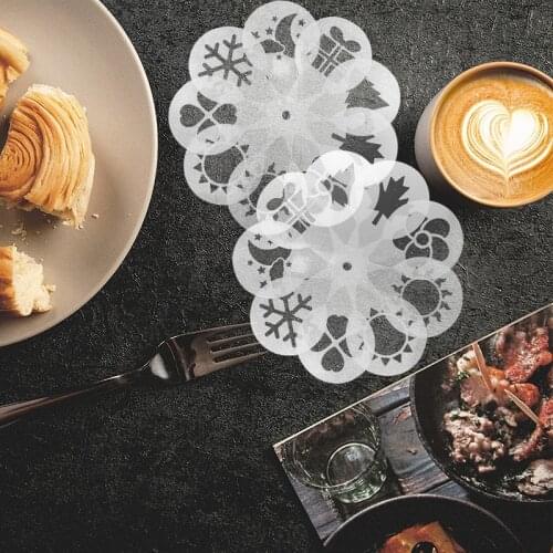 New 19piece Coffee Drawing Mold Fancy Printing Model Chocolate Coffee Foam Spray Cake Mold Powdered Sugar Sieve Accessories