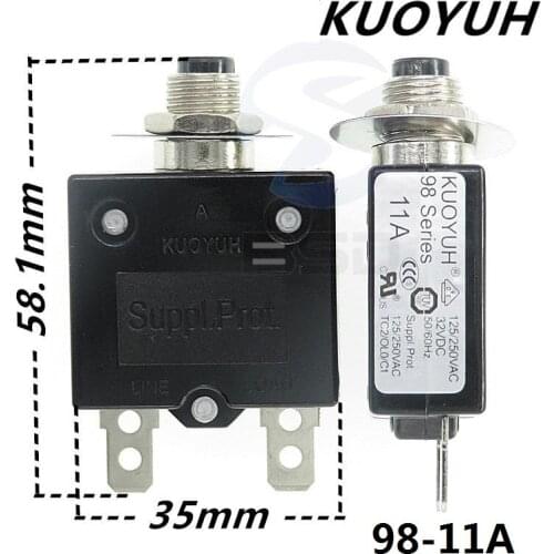 3Pcs Taiwan KUOYUH 98 Series 11A Overcurrent Protector Overload Switch